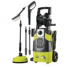 RYOBI RPW130XRB (1800 Вт; 130 бар, 380 л/час; работает без водопровода, функции самовсасывания, 3-поршневая осевая алюм.помпа; мех.фильтр; кабель 5м; армированный шланг 6м, встроенный барабан для хранения шланга вес 8,9 кг)